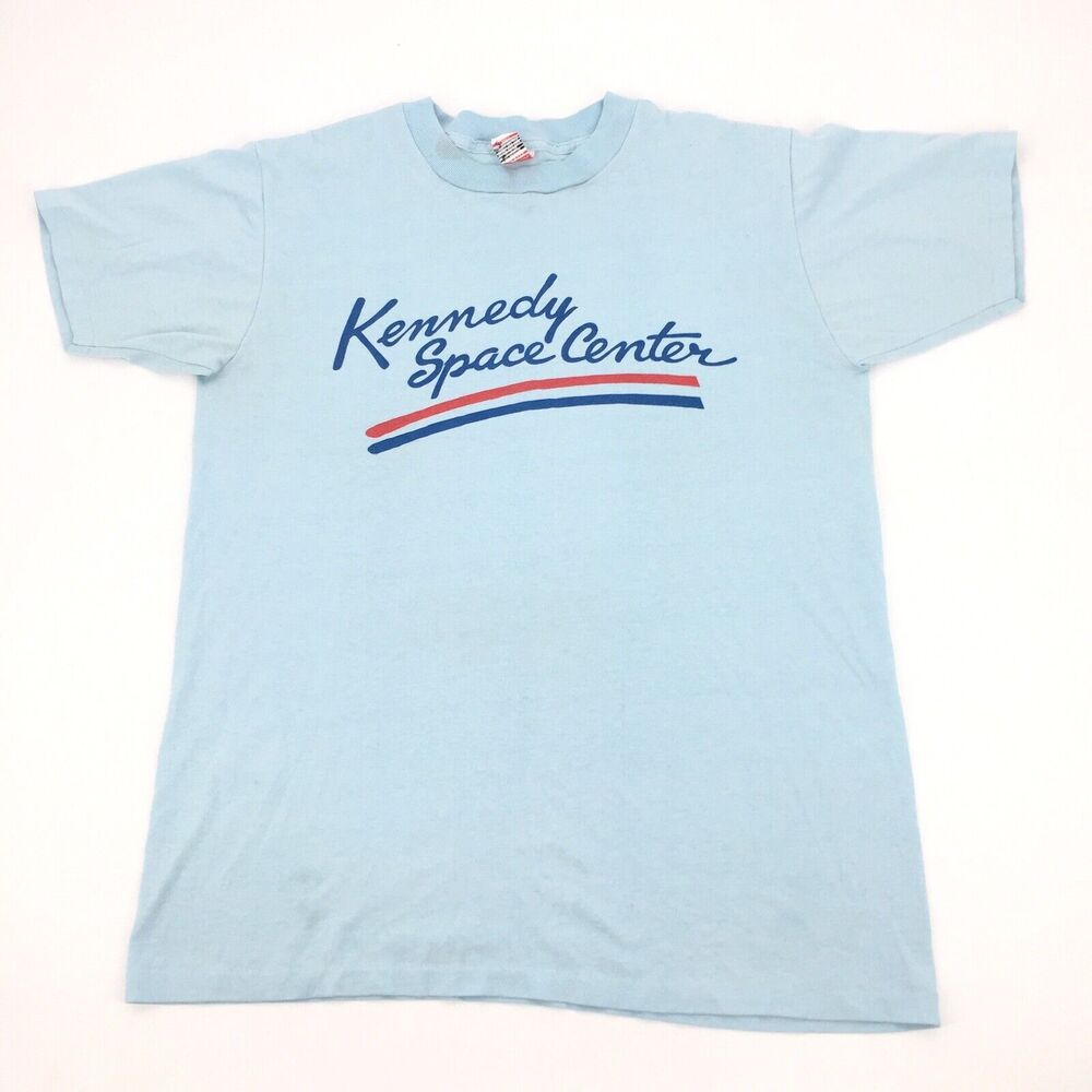 Vintage 1980s Kennedy Space Center Single Stitch Short Sleeve Large Adult Blue L